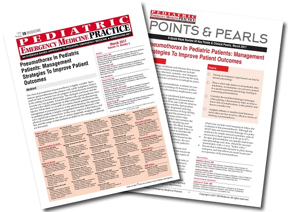 Pneumothorax In Pediatric Patients: Management Strategies To Improve Patient Outcomes